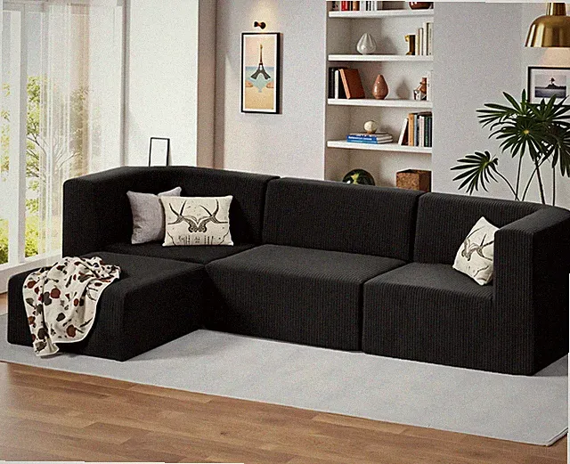Cloud Couch, Sectional Couches L Shaped, Modern Comfy Couch Corduroy, 4 Pieces