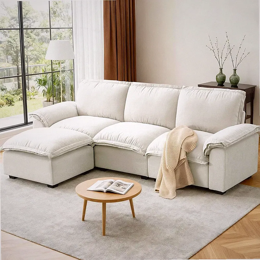 Cloud Couch Sectional Modular Sofa for Living Room White