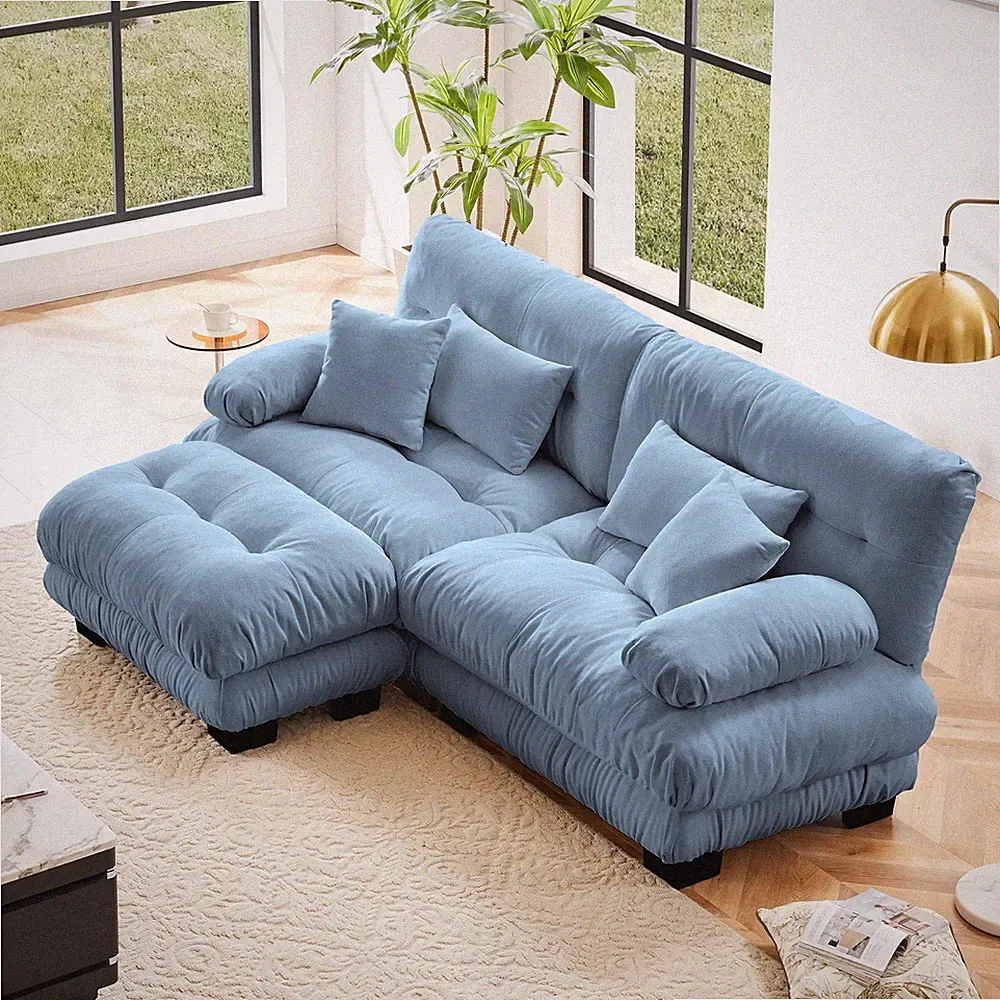 Cloud Couch Sectional Sofa for Living Room,Chenille 2 Seater Sofa w/2 Lumbar pi