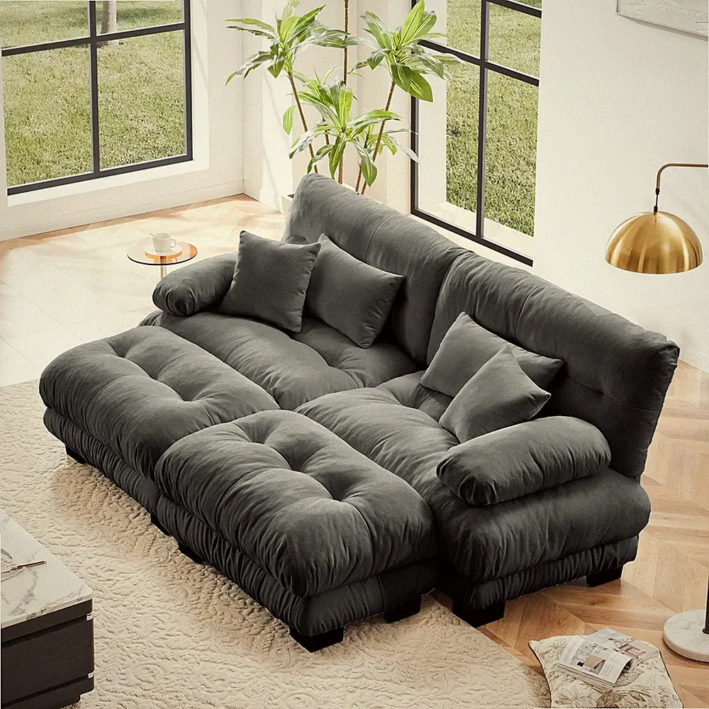 Cloud Couch Sleeper Sofa for Living Room,Chenille 2 Seater sofa w/2 Lumbar pi