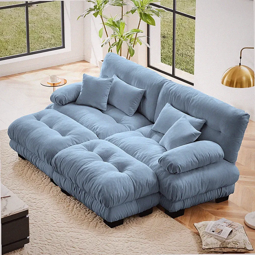 Cloud Couch Sleeper Sofa for Living Room,Chenille 2 Seater sofa w/2 Lumbar pil