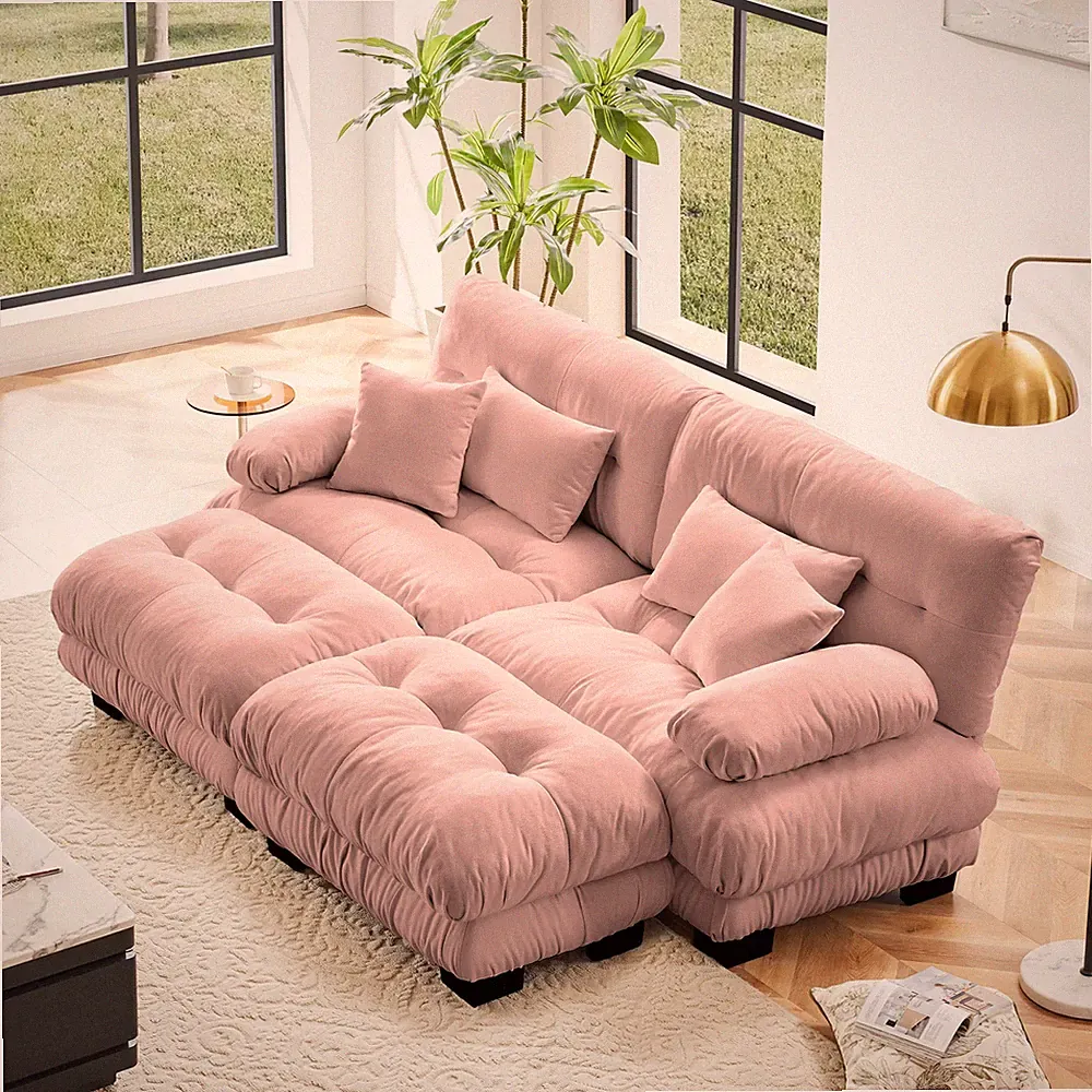 Cloud Couch Sleeper Sofa for Living Room,Chenille 2 Seater sofa w/2 Lumbar pill