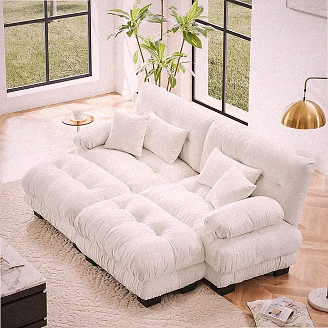 Cloud Couch Sleeper Sofa for Living Room,Chenille 2 Seater sofa w/2 Lumbar pillo