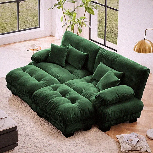 Cloud Couch Sleeper Sofa for Living Room, Chenille 2 Seater sofa with 2 Lumbar