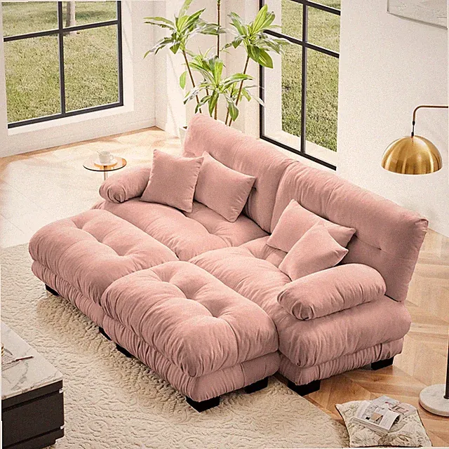 Cloud Couch Sleeper Sofa for Living Room, Chenille 2 Seater sofa with 2 Lumbar