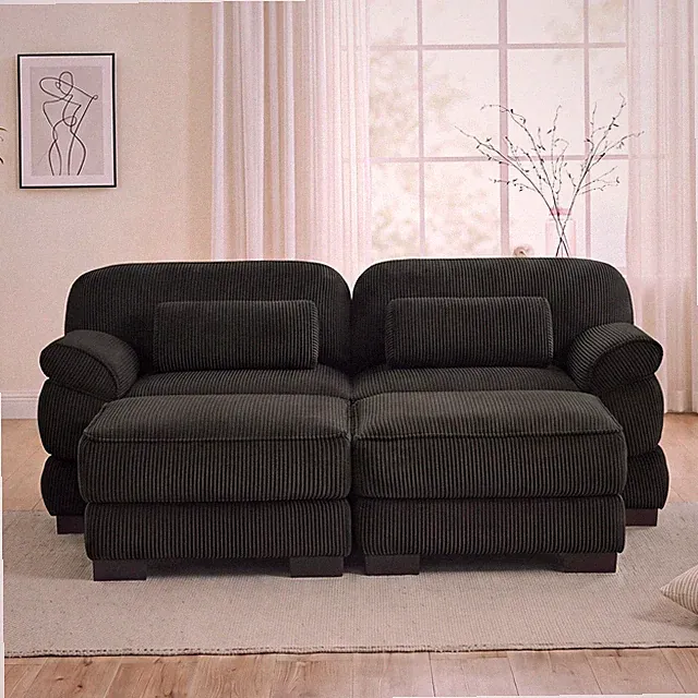 Cloud Couch U-Shaped Modular Sectional Sofa 76.4 Inch with 2 Ottomans Corduroy