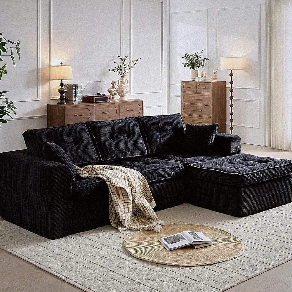 Cloud Couches for Living Room, Modern Modular Sectional Sofa with L-Shape Chaise