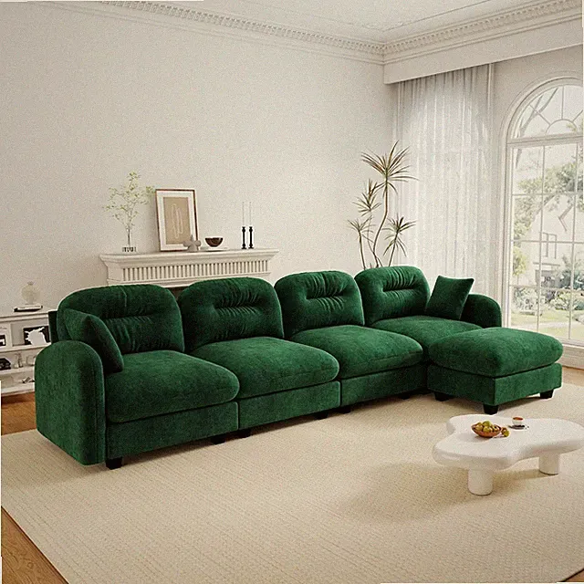Cloud Couches for Living Room, Modular Sectional Sofa, 140" L-Shape Green