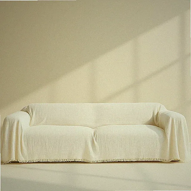 Cloud Like Sofa Cover %100 Pure Cotton, Gauze Couch Covers for Sectional, 3