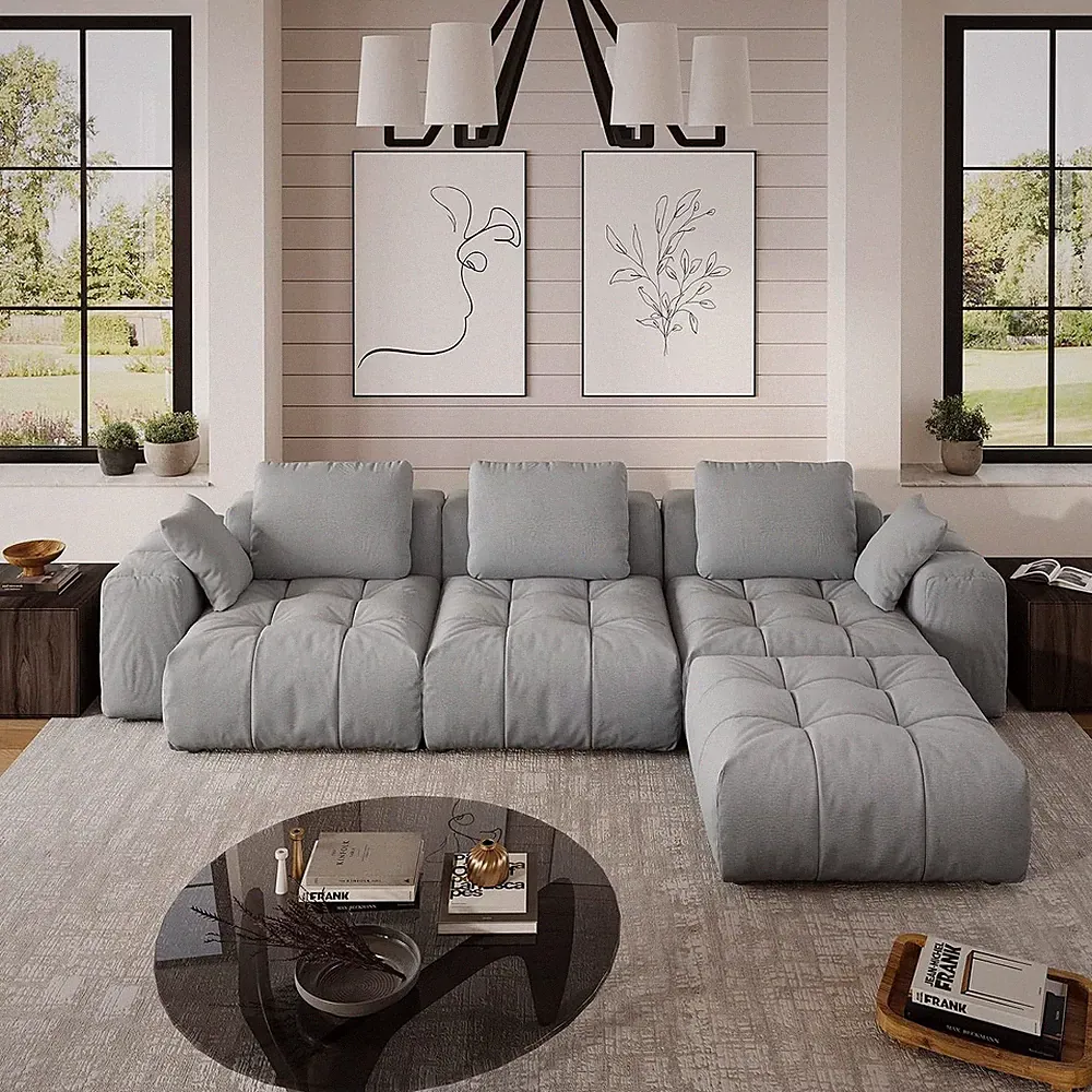 Cloud Modular Couch,Down Filled Sectional Sofa,3 Seater