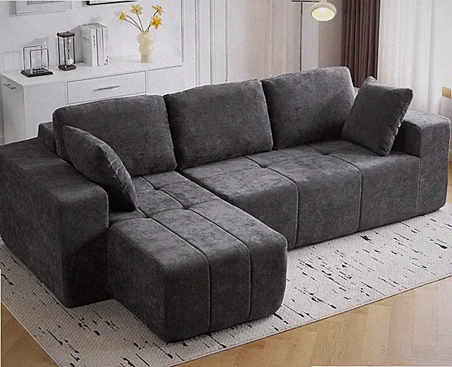 Cloud Modular Sectional Couch 105in Chenille Deep Seat L-Shape Sofa with Chaise