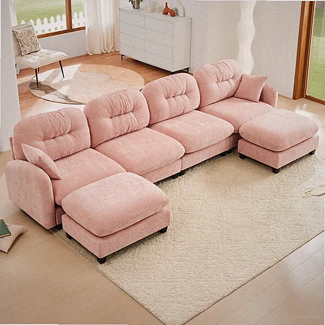 Cloud Modular Sectional Couches Ergonomic Tufted Cushion Backrest Chenille