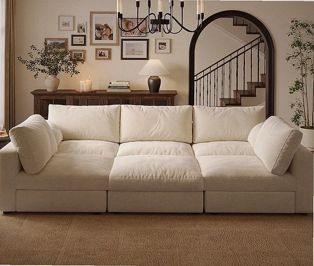 Cloud Modular Sectional Sleeper Sofa with Storage Ottoman, 99" Oversized Section