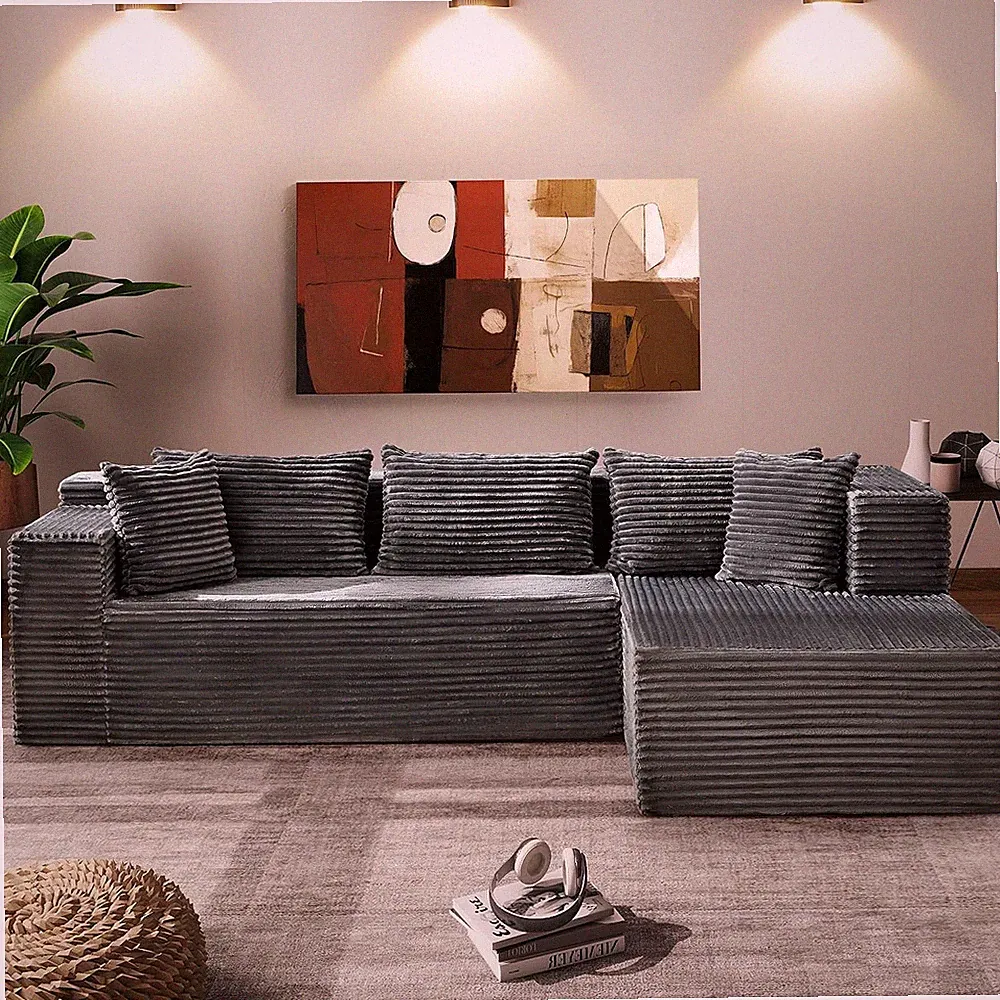 Cloud Modular Sectional Sofa, 106" Comfy L-Shaped Couch for Living Room