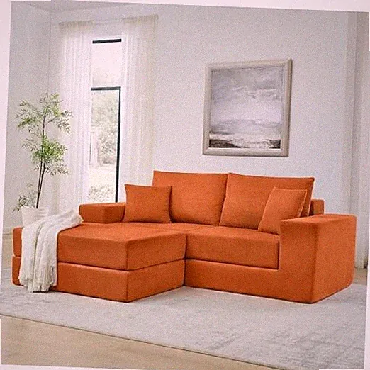 Cloud Modular Sectional Sofa Boneless Couch for Living Room, Orange 79.5"