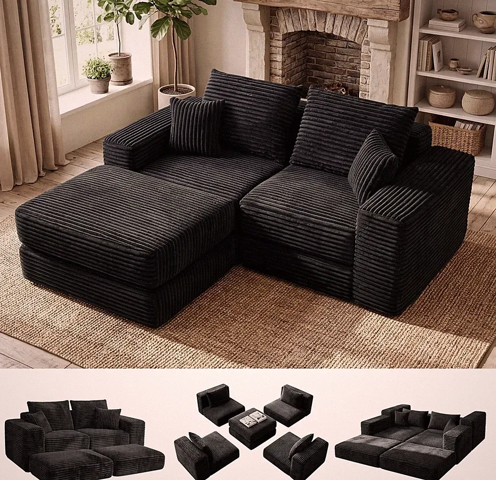 Cloud Modular Sectional Sofa, Comfy Boneless Couch with Non Slip Base, Modern L