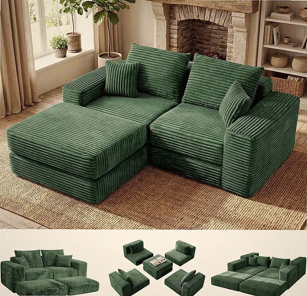 Cloud Modular Sectional Sofa, Comfy Boneless Couch with Non Slip Base Modern L-S