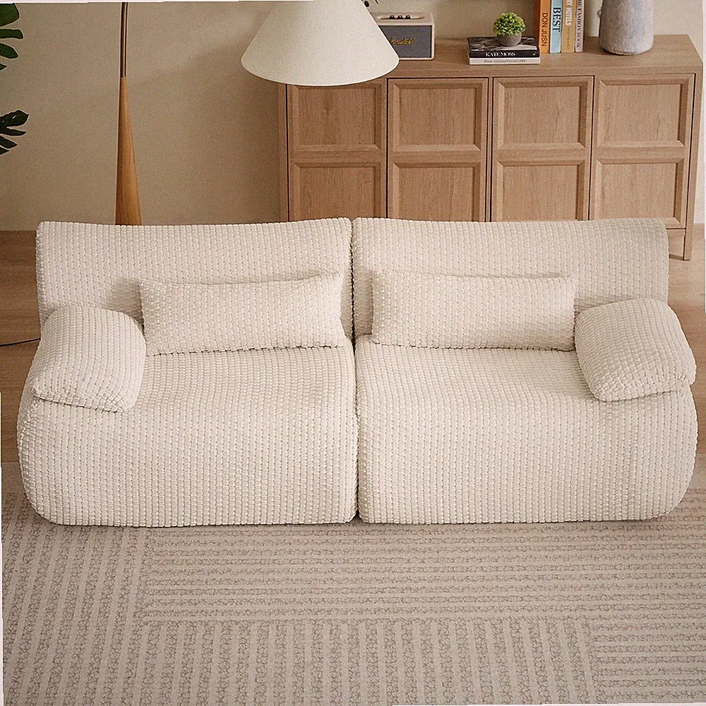Cloud Modular Sectional Sofa Corduroy 2 Seater Sofa Loveseat Boneless Sofa Couch