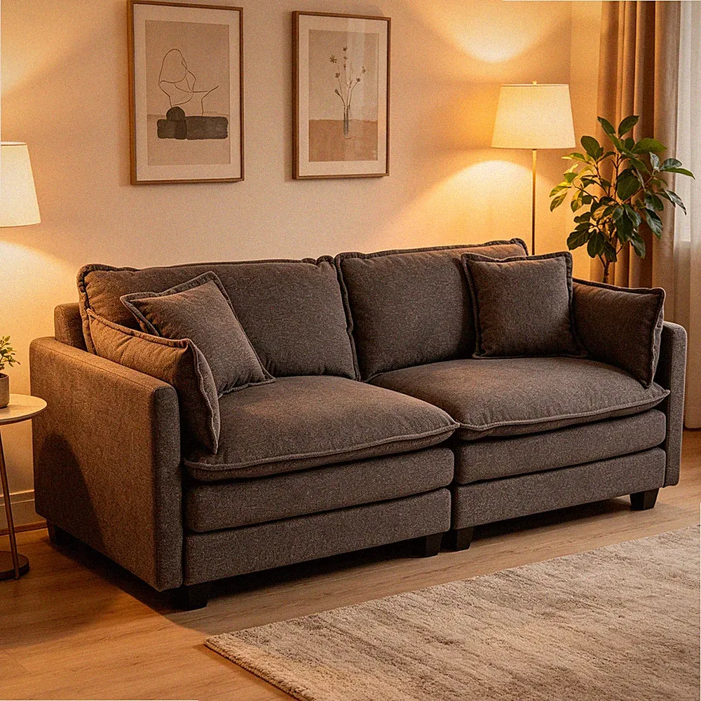 Cloud Modular Sectional Sofa Couch L-Shaped Chaise Chenille Deep Seat Grey Red