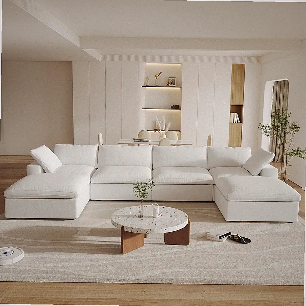 Cloud Modular Sectional Sofa Couch with 2 Storage Ottomans,160.6" U Shaped Couch