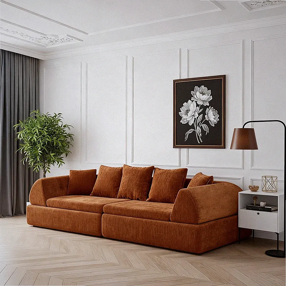 Cloud Modular Sectional Sofa - Shape Boneless Couch w/Ottoman & Deep Fluffy Seat