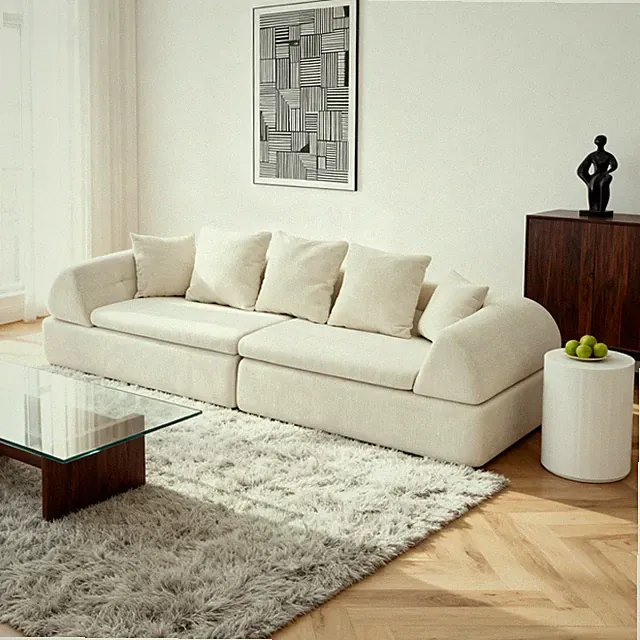 Cloud Modular Sectional Sofa - Shape Boneless Couch w/Ottoman & Deep Fluffy Seat