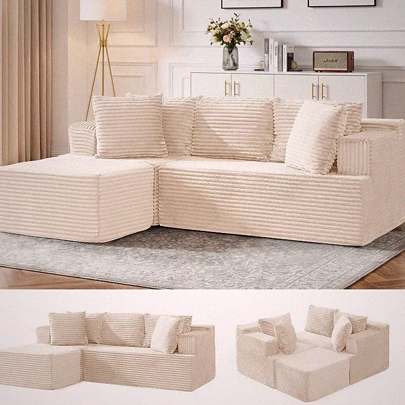 Cloud Modular Sectional Sofa with L-Shaped Boneless Couches for Living Room