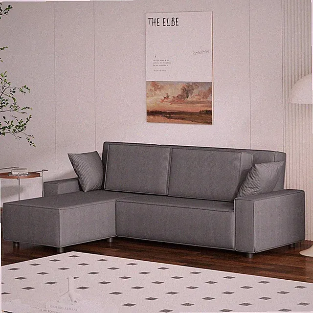 Cloud Sectional Boneless Couches for Living Room, Iron Frame l Shaped Couch