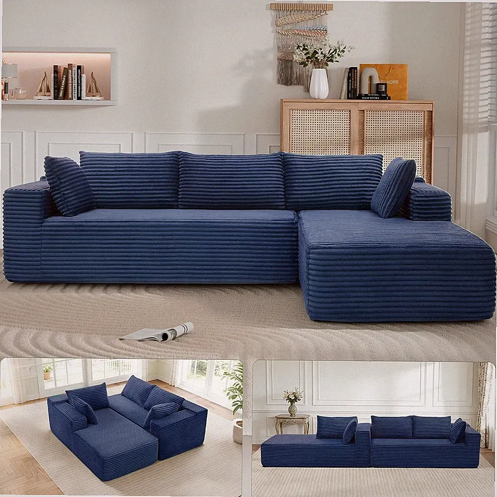 Cloud Sectional Couch, 105” Fluffy Modular L-Shape Sofa with Left Chaise Lounge