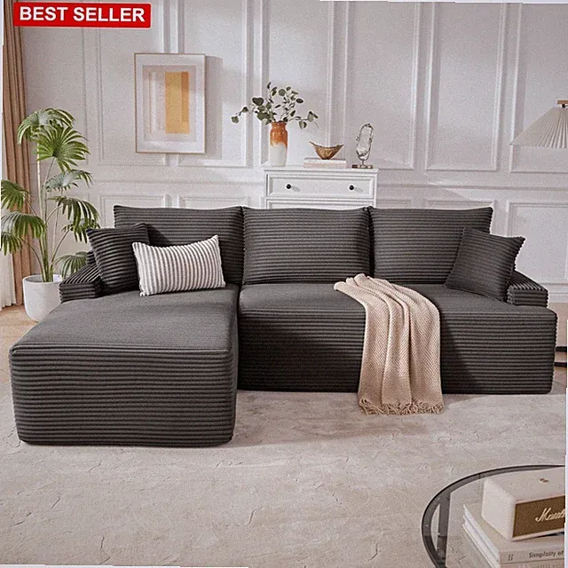 Cloud Sectional Couch 92 L Shape No Assembly Soft Foam Corduroy