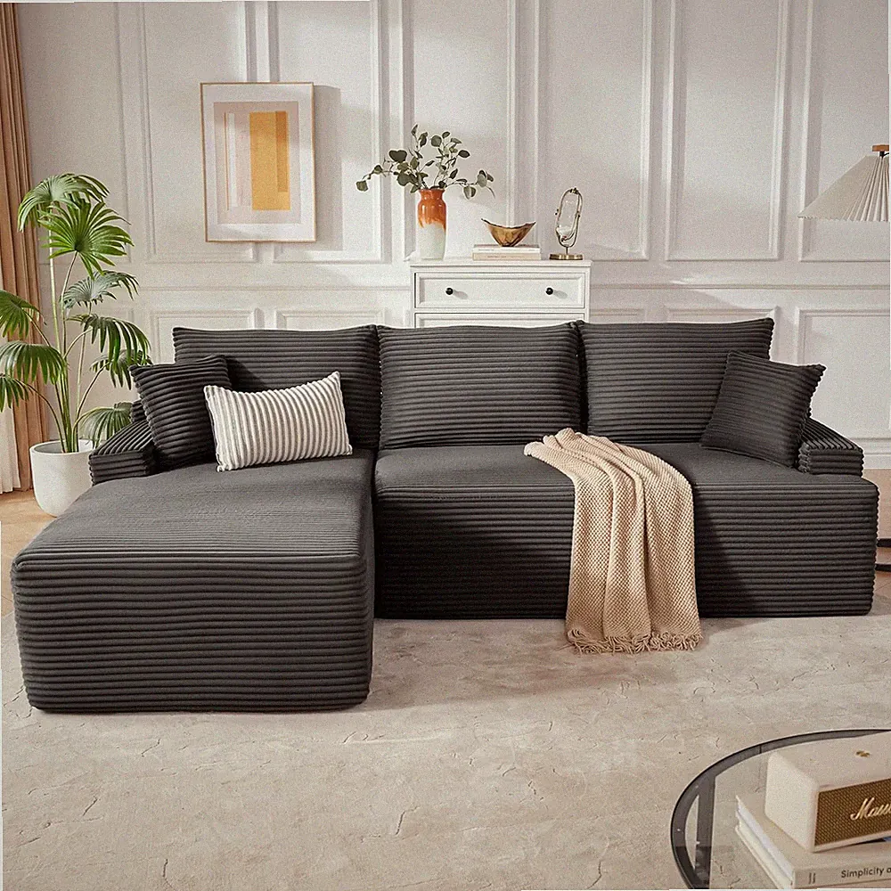 Cloud Sectional Couch, Boneless Sofa for Living Room, Fluffy Comfy Couch with De
