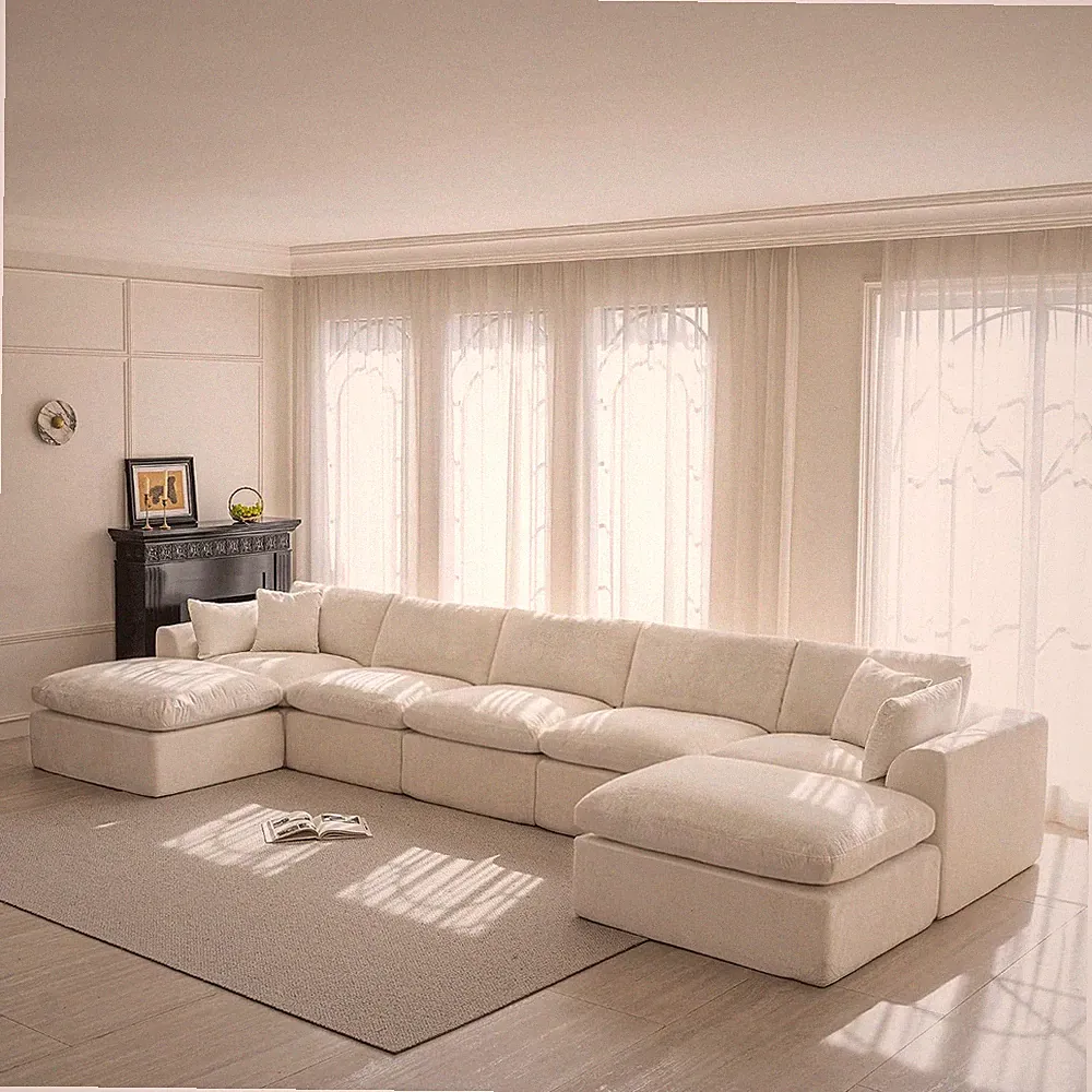 Cloud Sectional Couch for Living Room, Modern L-Shape Sofa with Back Cushion, Ov