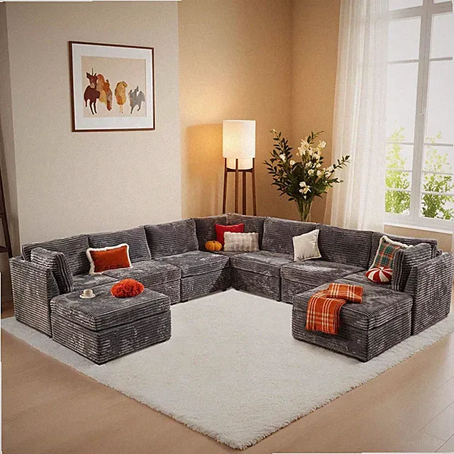 Cloud Sectional Couch,Modular U Shaped Sofa for Living Room,131X131 Free Combina