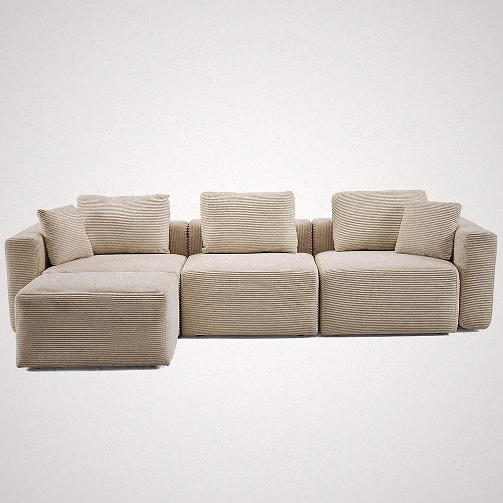 Cloud Sectional Couch with L-Shape Chaise Modular Sofa Memory Foam Beige