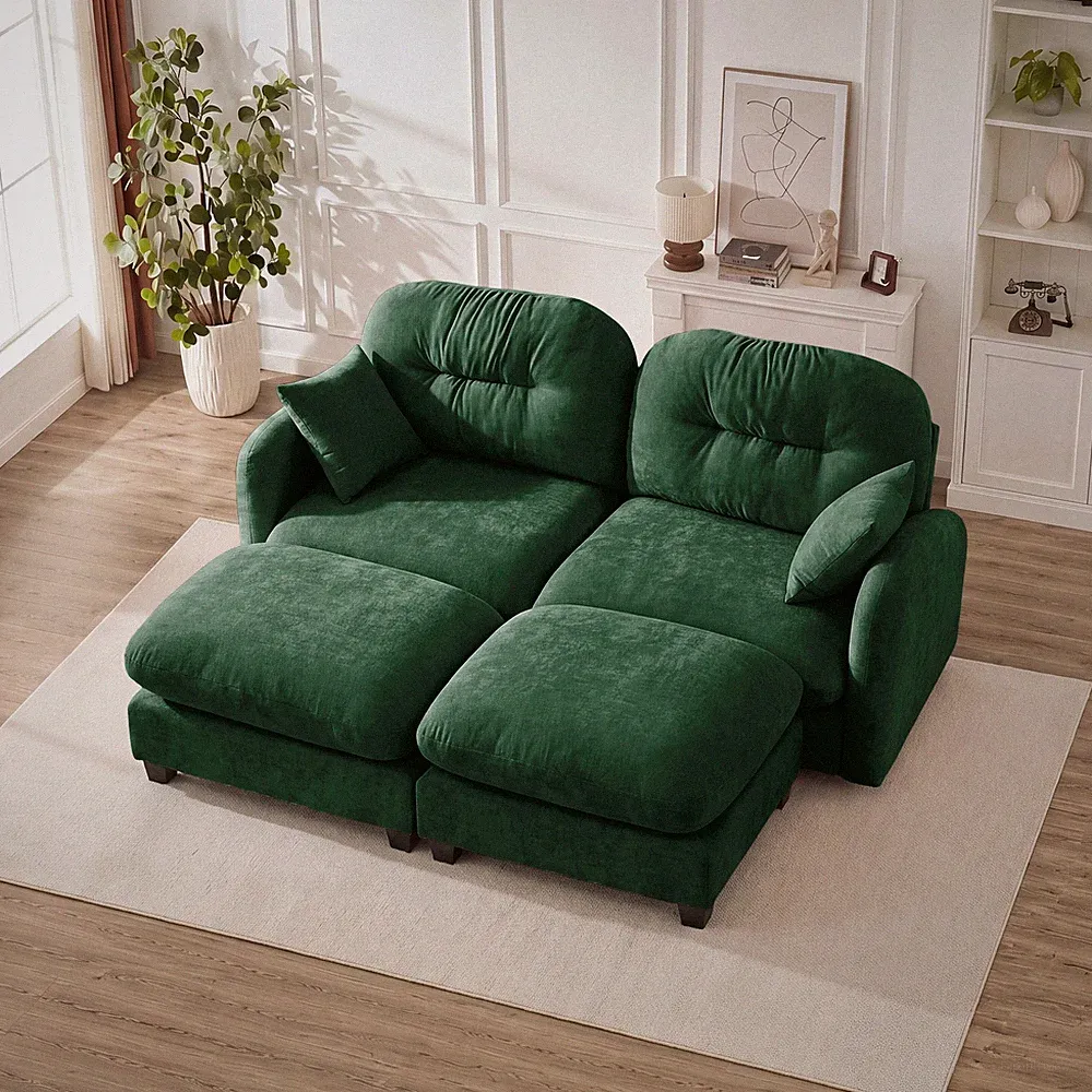Cloud Sectional Couches,Premium Chenille Fabric Paired w/Soft Throw Pillows,Quil