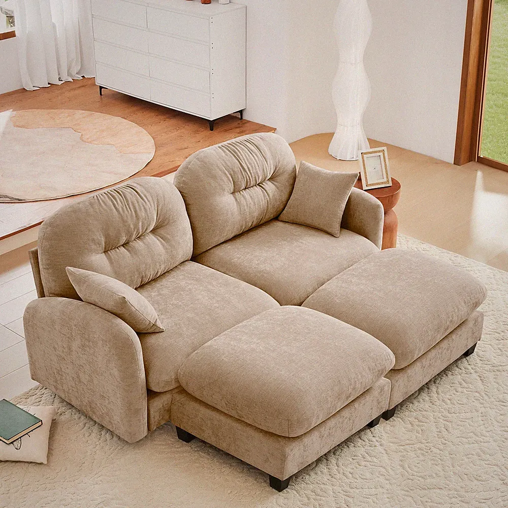 Cloud Sectional Couches,Premium Chenille Fabric Paired With Soft Throw Pillows