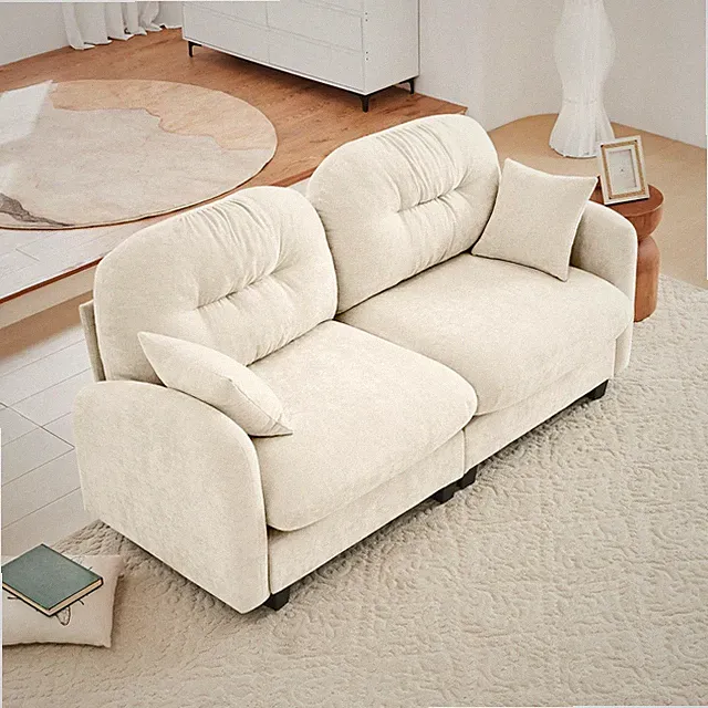 Cloud Sectional Sofa Chenille Fabric, Modular Love Seat w/ Storage, Beige