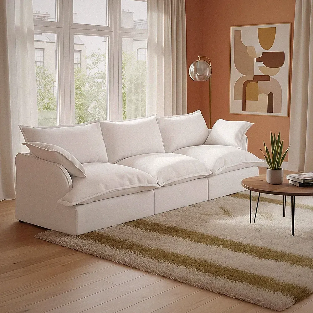 Cloud Sectional Sofa for Living Room,Down Filled Modular Loveseat,3-Seater Conve