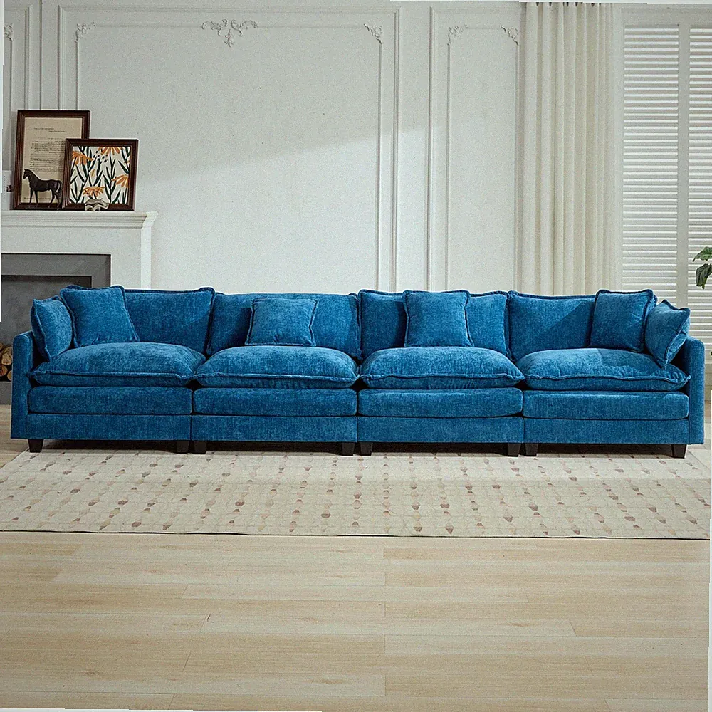 Cloud Sofa 4-Seat Chenille Couch,Modern Sectional Sofa Couch for Living Room