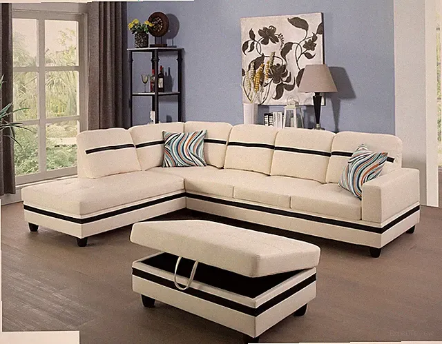 Coast Furniture Sectional Sofa Set, L Shape Couch, Living Room Leather with Stor