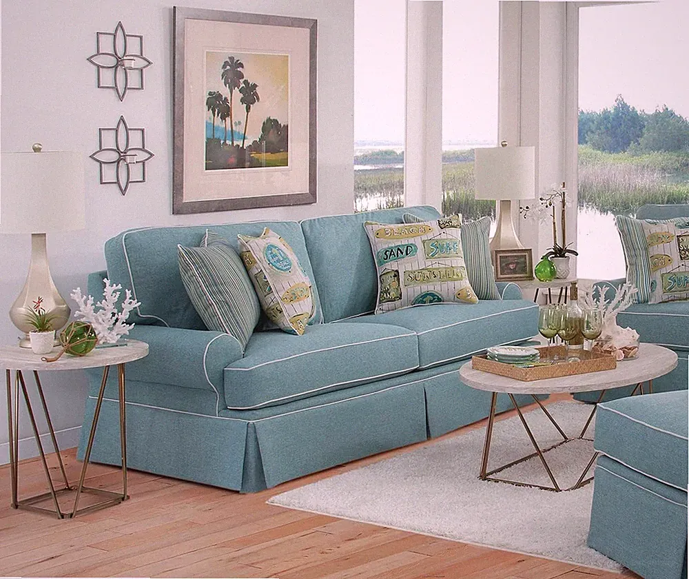 Coastal Aqua Sleeper Sofa by - Stylish & Comfortable