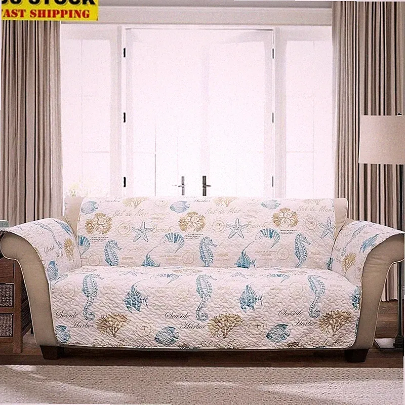 Coastal Couch Cover Ocean Inspired Slipcover Pet Friendly Furniture Protector US
