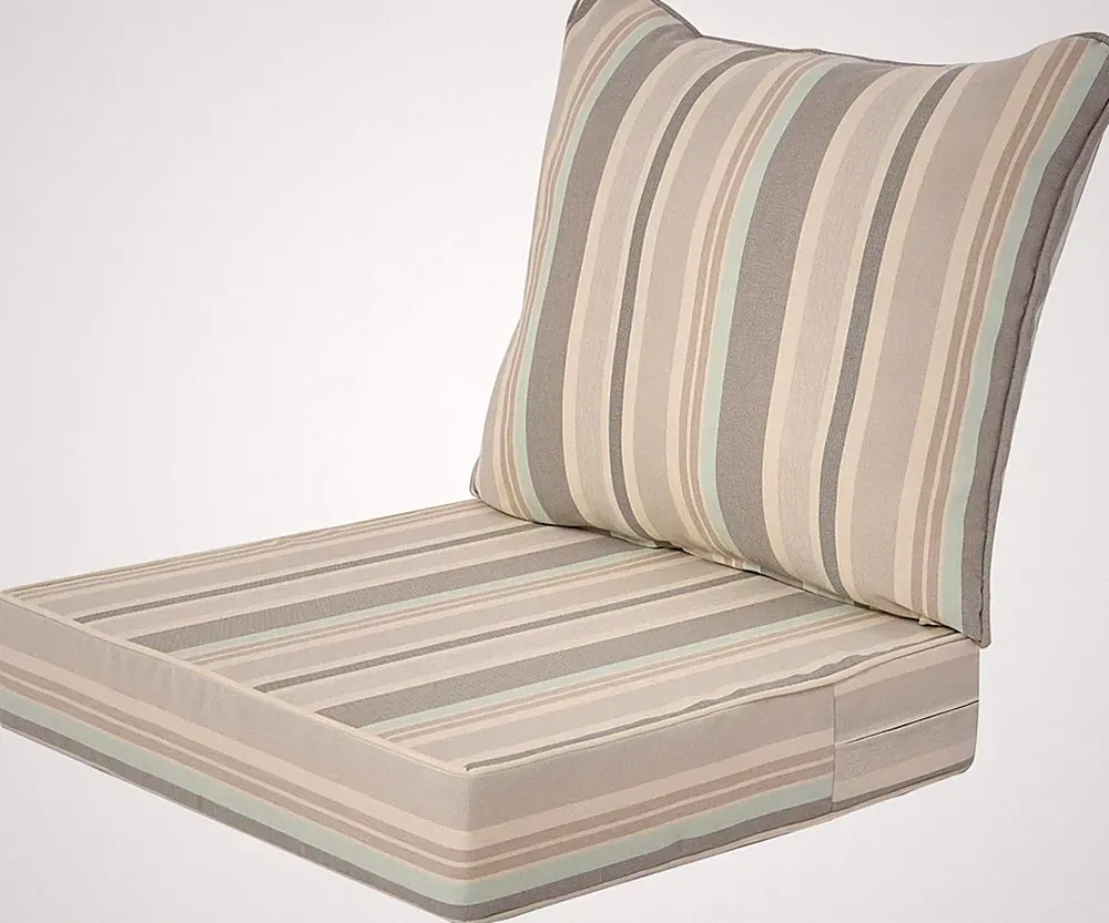 Coastal Gray Stripe Deep Seat Patio Cushions 24x24, Waterproof & Fade Resistant