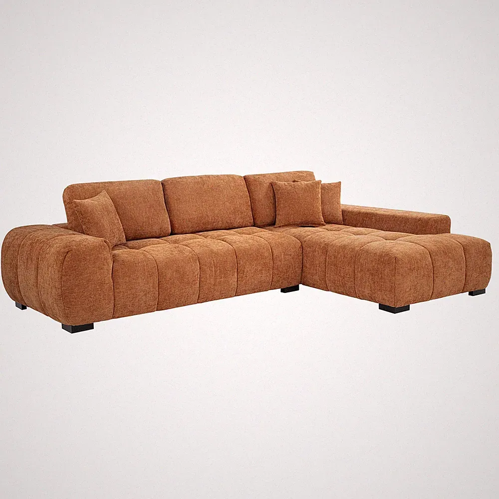 Coaster Octavia Upholstered Fabric Sectional Chaise Sofa in Orange