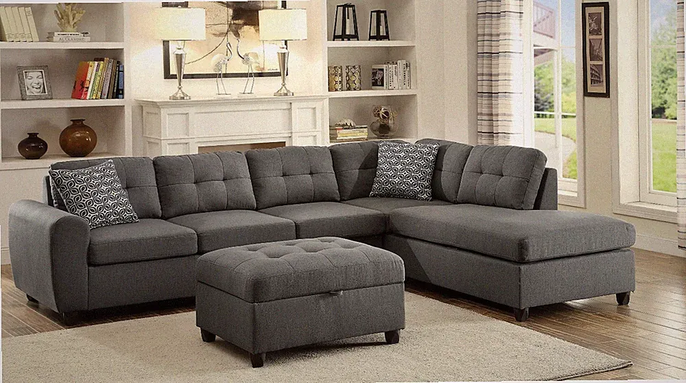 Coaster Stonenesse 500413-S2 Sectional Sofa with Ottoman Reversible Chaise Gray