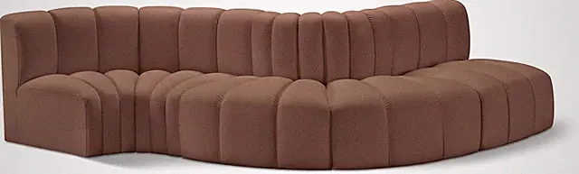 Cognac Vegan Leather Modular Sofa with Deep Tufting - 122" W x 52" D