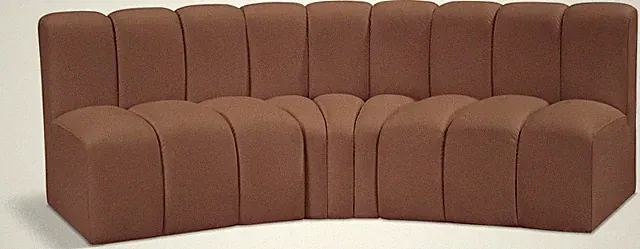 Cognac Vegan Leather Modular Sofa with Deep Tufting - 86" W X 41" D
