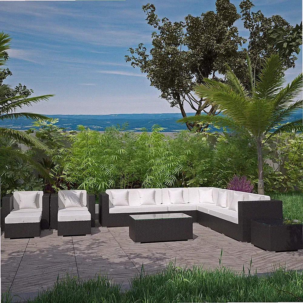 Cohesion 11 Piece Outdoor Patio Sectional Set in Espresso White