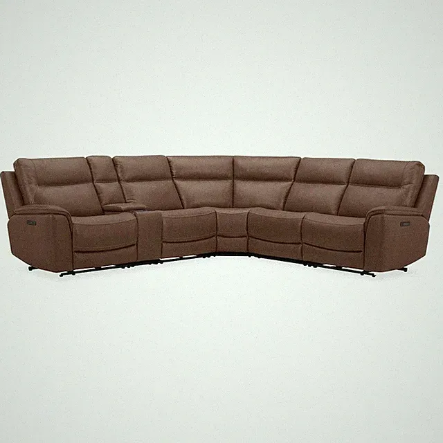 Collins Power Reclining 6 Piece Sectional Sofa - York Chestnut Leather