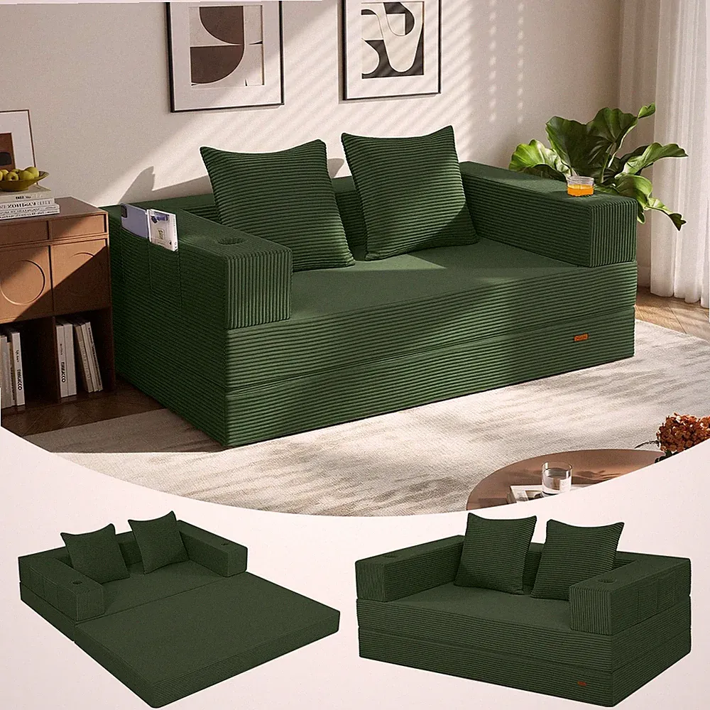 COMAX Futon Sofa Bed, 4-in-1 Convertible Sofa Bed, Folding Boneless Couches for
